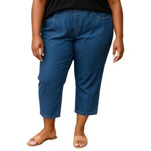 Just My Size By Hanes Size 2X Denim Capris Womens Elastic Waist Stretch